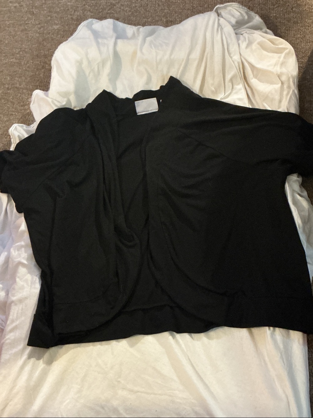 Avenue Black Open-Front Short Sleeve Women's Top